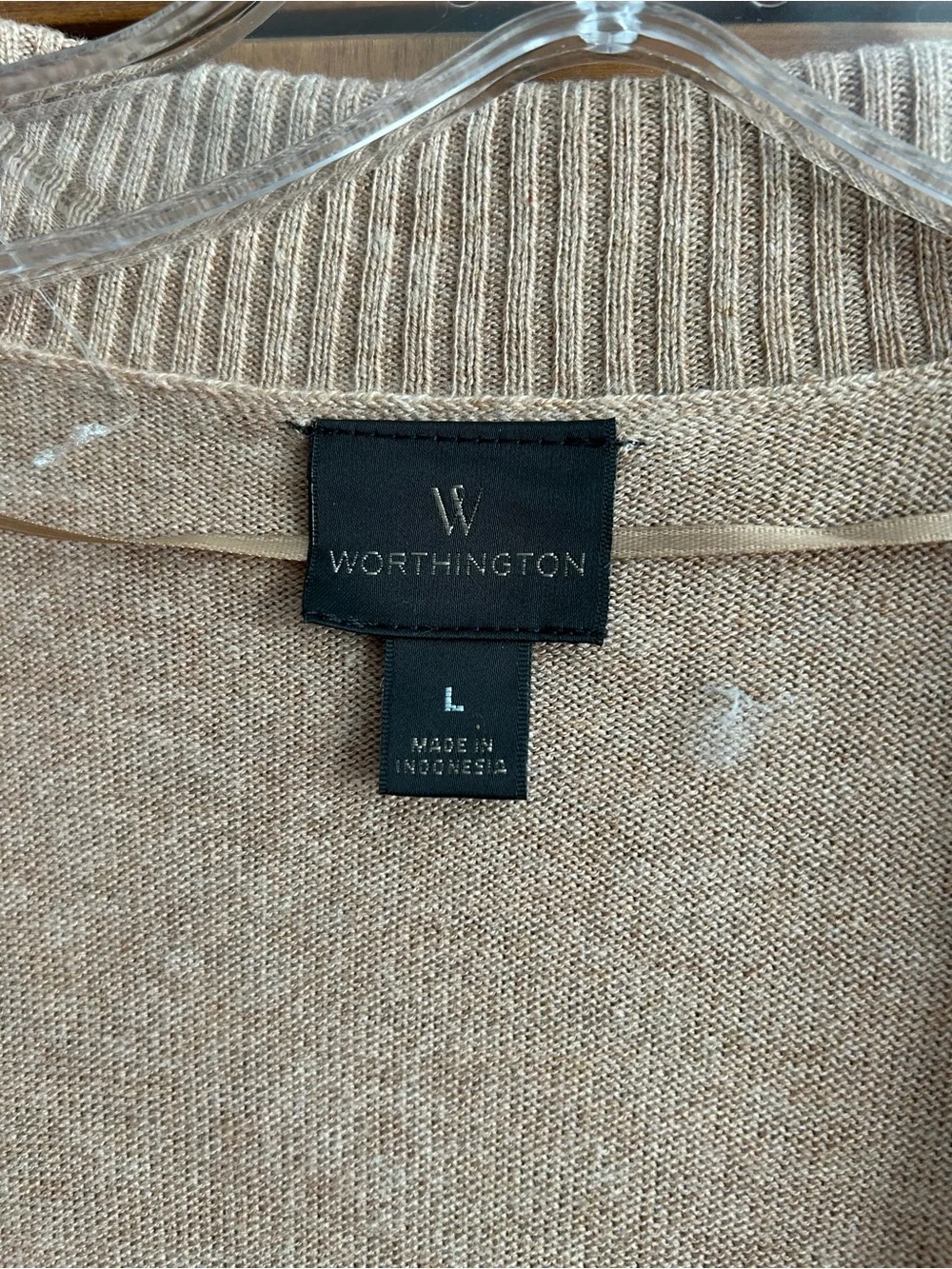 Worthington Open-Front Long Cardigan Sweater - Camel. Size L - Picture 2 of 6